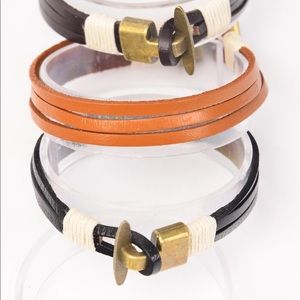 Toggle brass leather bracelet  new